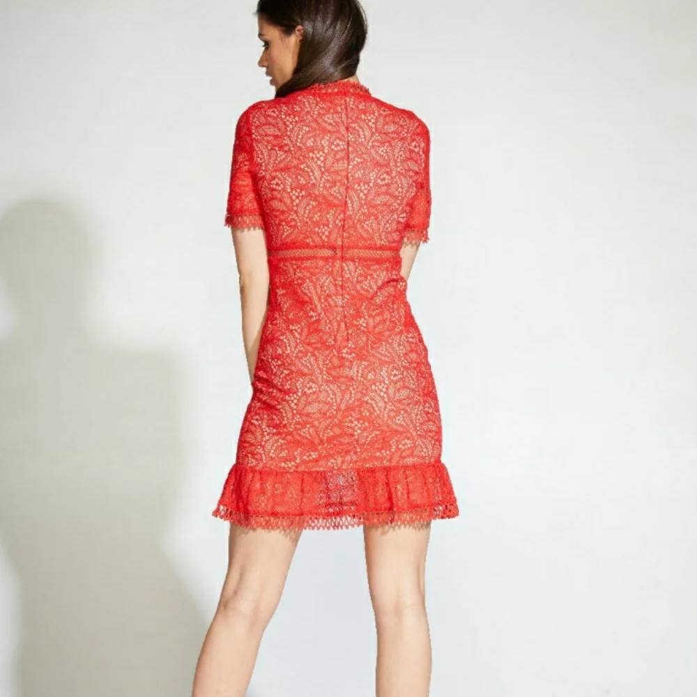 Theodora Lace Dress in Fire Red - Picture 4 of 16